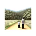 landscape, dad and son tattoo design idea