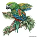 Guatemala Quetzal posing on Mayan tattoo design idea