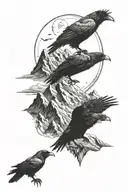 mountains and ravens  tattoo design idea