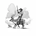 cowboy riding deer with shotgun and ducks  tattoo design idea