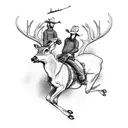 cowboy riding deer with shotgun and ducks  tattoo design idea