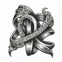 A stylized design of a wedding ring intertwined with the number 21, symbolizing the couple's anniversary date tattoo design idea