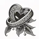 A stylized design of a wedding ring intertwined with the number 21, symbolizing the couple's anniversary date tattoo design idea