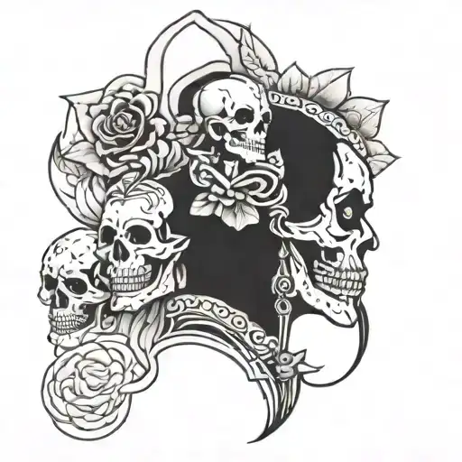 kali goddess cn skulls tattoo design idea