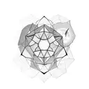 Hexagon Shaped Moon above forrest tattoo design idea