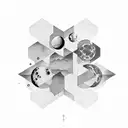 Hexagon Shaped Moon above forrest tattoo design idea