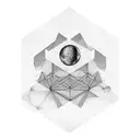 Hexagon Shaped Moon above forrest tattoo design idea