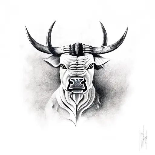 Taurus bull looking angry tattoo design idea