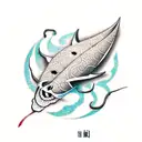 stingray, wave,  tattoo design idea