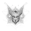 A geometric design incorporating elements of Greek mythology and civil engineering symbols tattoo design idea