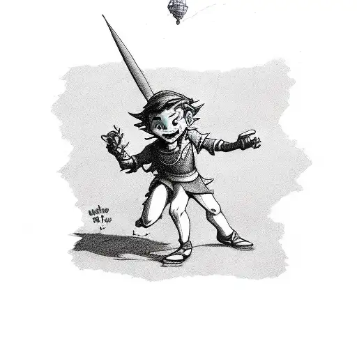 Peter Pan with a sign "Don't grow up" is a trap tattoo design idea