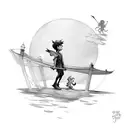 Peter Pan with a sign "Don't grow up" is a trap tattoo design idea