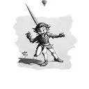 Peter Pan with a sign "Don't grow up" is a trap tattoo design idea