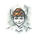 Peter Pan with a sign "Don't grow up" is a trap tattoo design idea