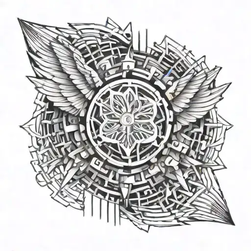 mass balance gear wings tattoo design idea