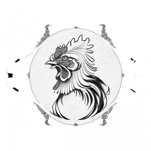 rooster Chinese numerology and Sagittarius and life path number 4 tattoo design idea