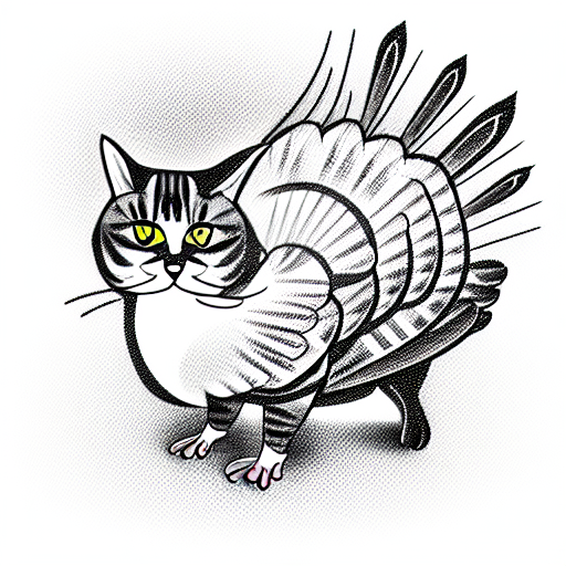 a cat dressed up as a turkey tattoo design idea