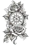 rose and clock for a man tattoo design idea