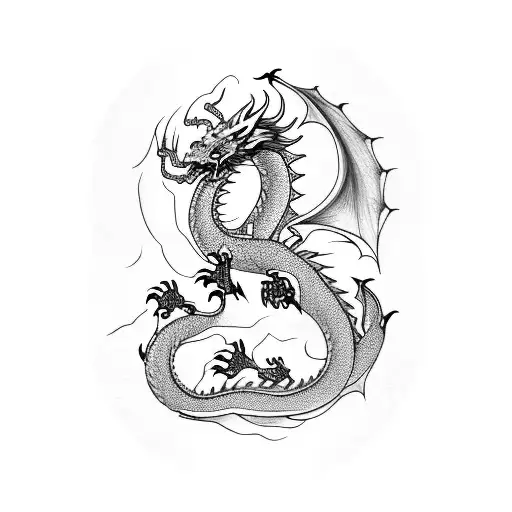 dragon with Chinese letters that translates dumbo tattoo design idea