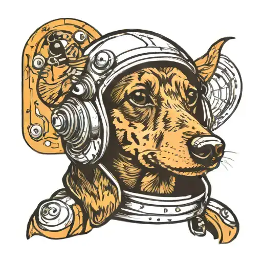 dachshund head in astronaut helmet abstract design tattoo design idea
