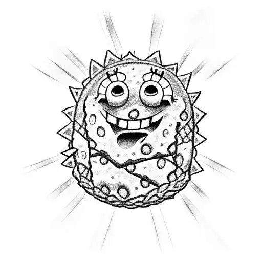 sponge bob Patrick with a pineapple  tattoo design idea