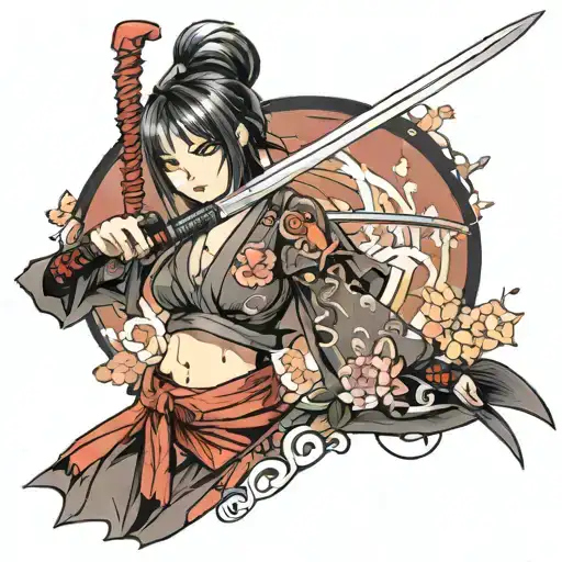 Katana, Girl, Anime tattoo design idea