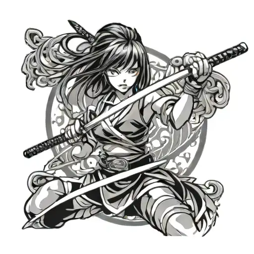 Katana, Girl, Anime tattoo design idea