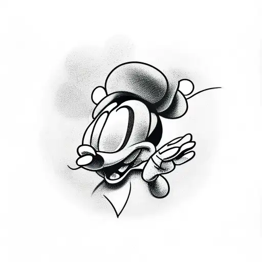 Mickey Mouse,  half skull tattoo design idea