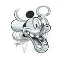 Mickey Mouse,  half skull tattoo design idea