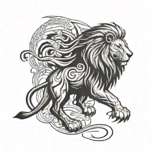 Design a tattoo of a lion standing strong and proud, wearing the Christian armor of God as its protection tattoo design idea