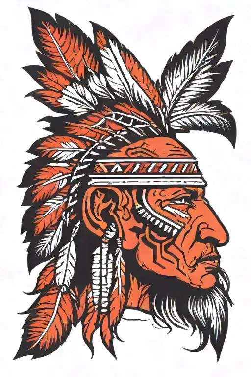 Red Indian Man face tattoo design inspired tattoo design idea