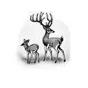 a buck and a young deer walking with the young deer being out in front tattoo design idea