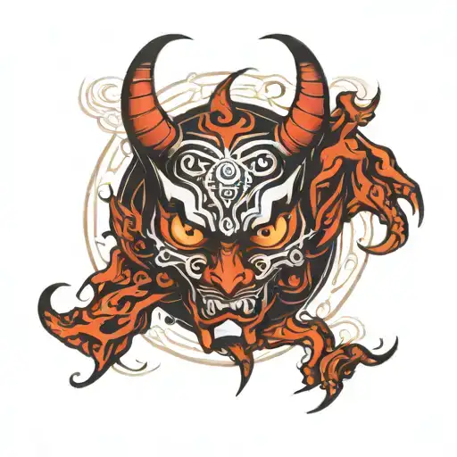 eyes devil all arm tattoo design idea