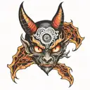 eyes devil all arm tattoo design idea