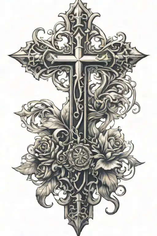 Gothic cross tattoo design idea