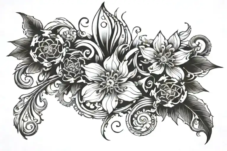 minimaliste flowers growing tattoo design idea