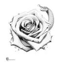 roses and a snake wrapped around a sword  tattoo design idea
