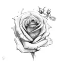 roses and a snake wrapped around a sword  tattoo design idea