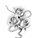 roses and a snake wrapped around a sword  tattoo design idea