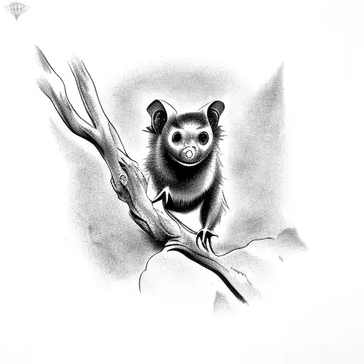 fruit bat in tree tattoo design idea