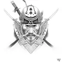 Samurai warrior with a broken sword, showing resilience and never giving up tattoo design idea