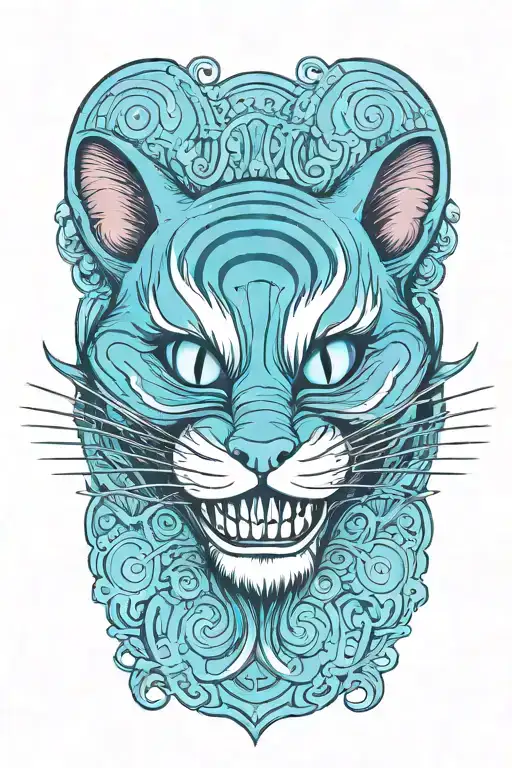 background behind Cheshire cat mixing designs tattoo design idea