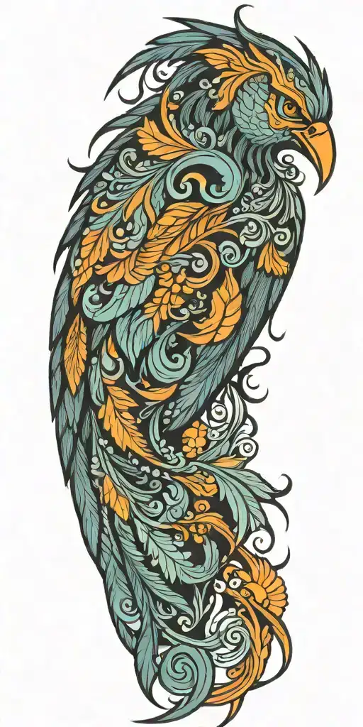 background behind phoenix mixing tribal designs tattoo design idea