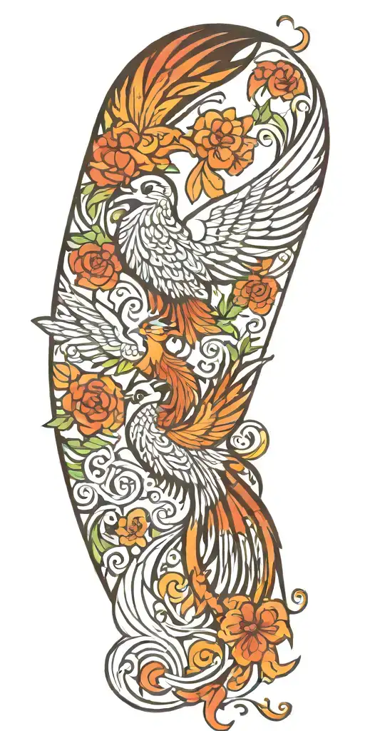background behind phoenix mixing tribal designs tattoo design idea