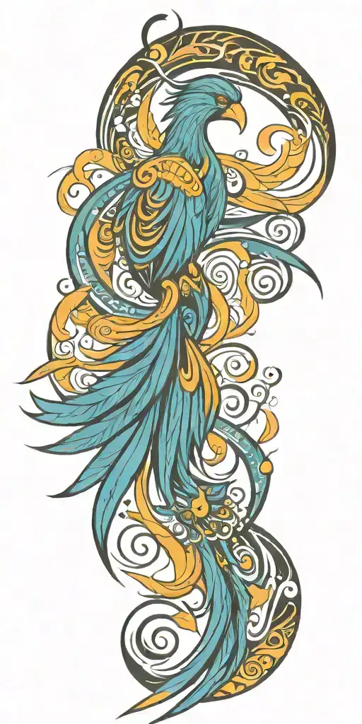 background behind phoenix mixing tribal designs tattoo design idea