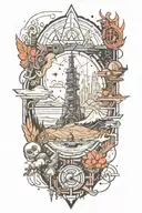 Incorporate elements from Horizon Zero Dawn  into a futuristic video game sleeve tattoo tattoo design idea