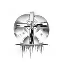 upside down christ cross with barbed wire and blood leaking from it tattoo design idea