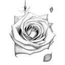 rose music notes and a bird  tattoo design idea