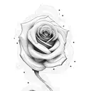 rose music notes and a bird  tattoo design idea