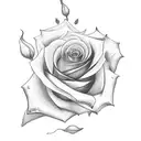 rose music notes and a bird  tattoo design idea